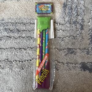 1994 Nickelodeon Pencil Pouch 4 Pencils Rocko Spunky Ren Stimpy Unused Character